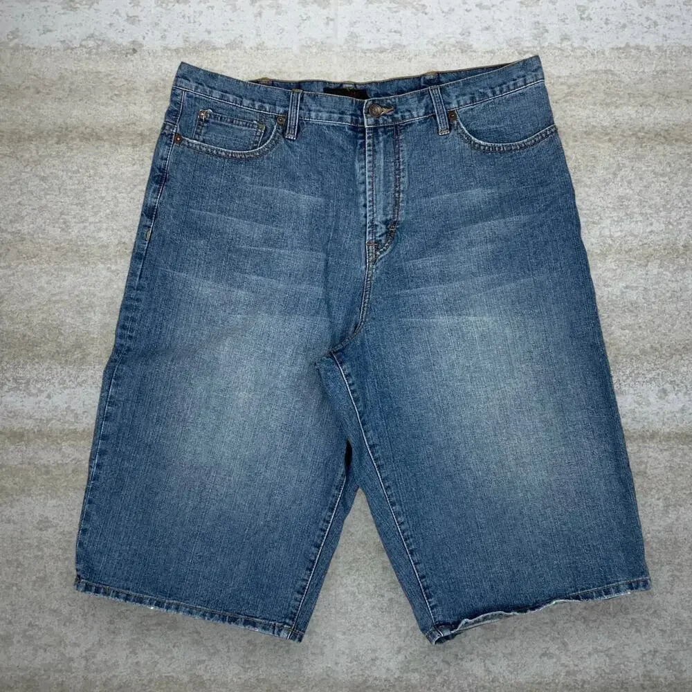 Vintage 90s Sean John Jean Shorts 38x16 Baggy Wide Leg Fit Light Wash 16